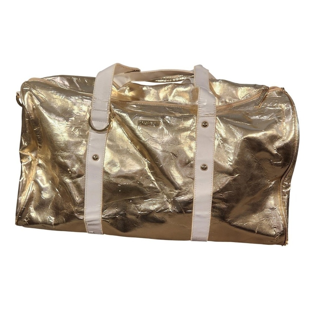Versace Parfums Gold 14" Duffle Bag Soft Case Faux Leather Women Travel Carry On